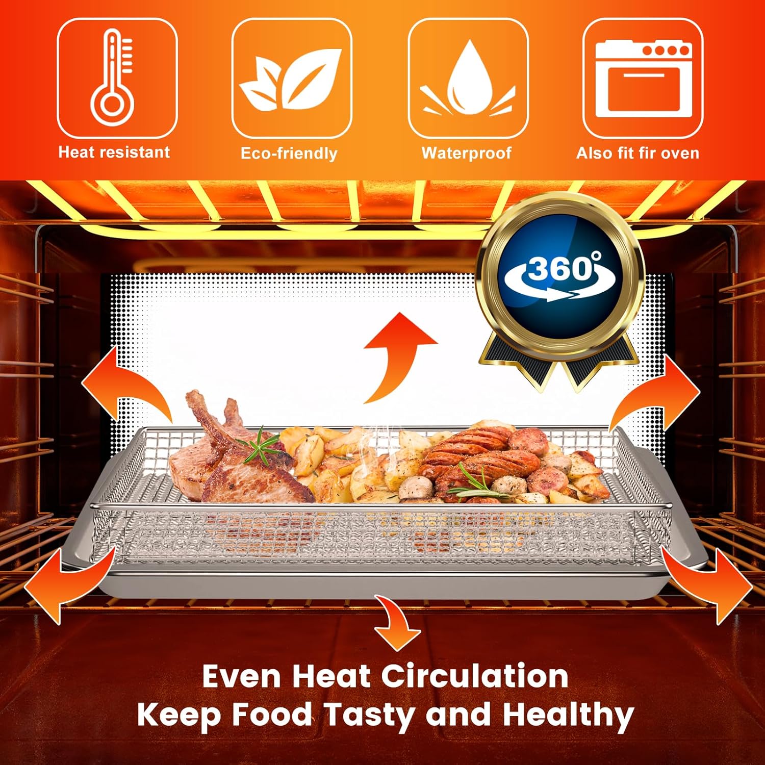 12.2 x 11 Inch Stainless Steel Mesh Air Fryer Basket S6181