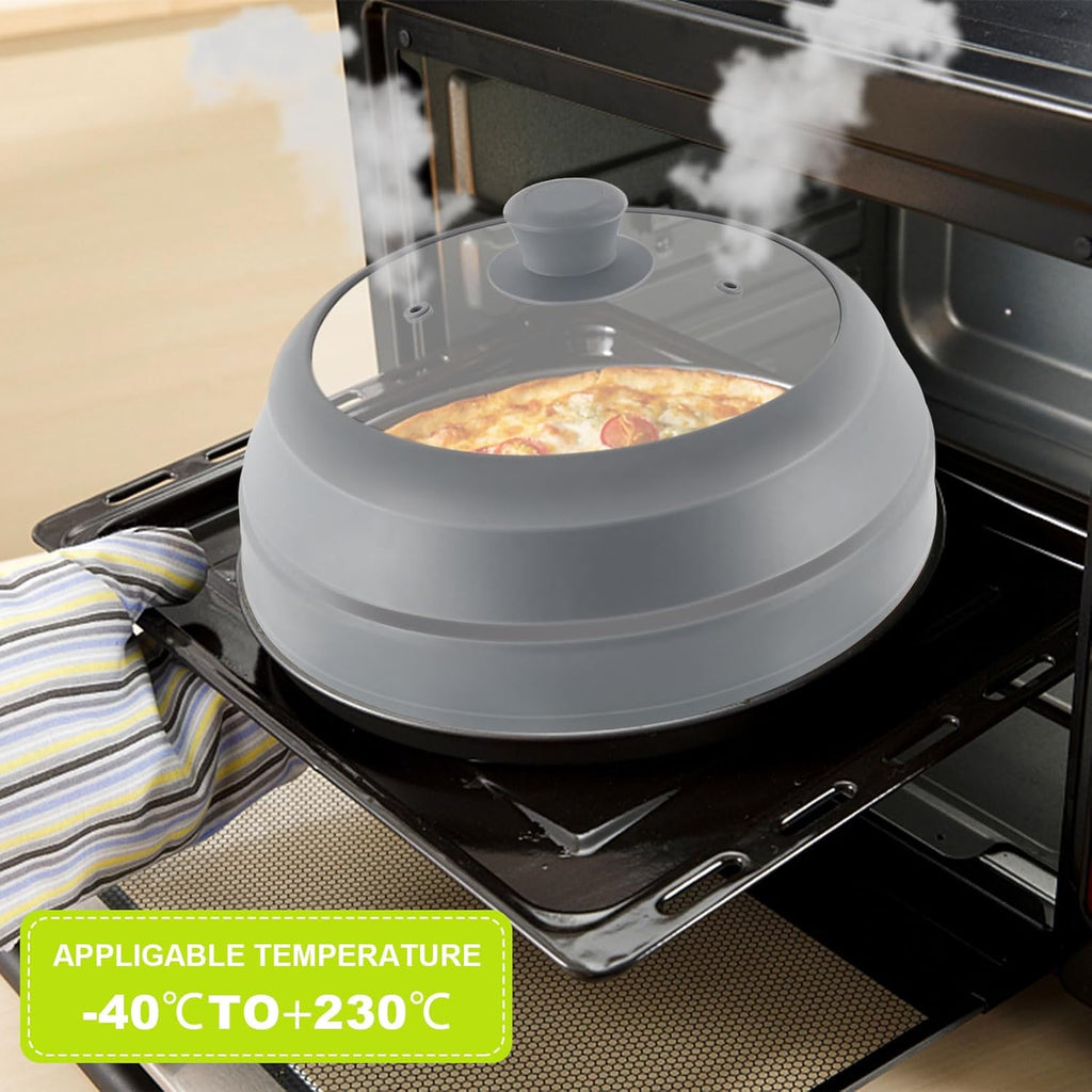 10.5 inch Microwave Plate Cover with Collapsible Silicone and Glass C12281