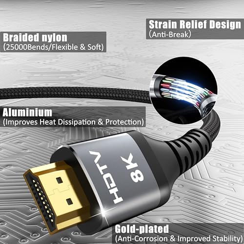 8K HDMI Cable 3FT 4-Pack, High Speed 48Gbps HDMI 2.1 Cord P378757
