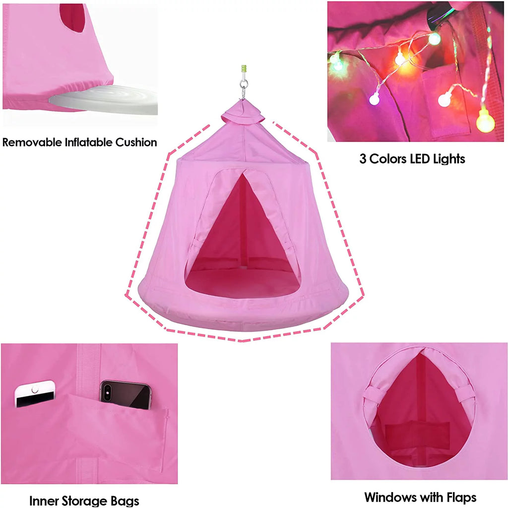 Pink Hanging Hammock Chair with Steel Stand X40917
