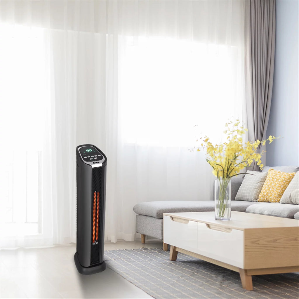 24" 1500W Quartz Infrared Electric Heater with Thermostat, Remote, 3 Modes, 12H Timer, 60 Degree Oscillating L8409