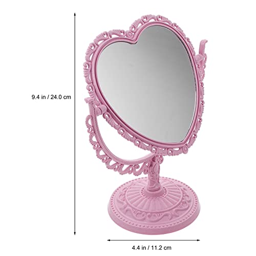 White Heart Shaped Rotatable Vanity Desktop Mirror W8868