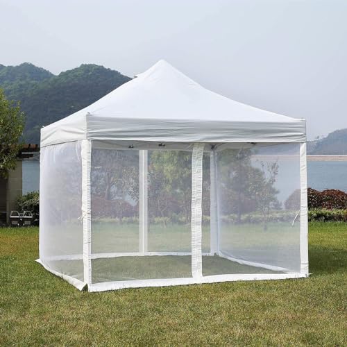 Black 4-Panel Mosquito Net for Gazebo Canopy 10' x 10' with Double Door O36275