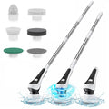 Electric Spin Scrubber with Extension Handle and 6 Replaceable Brush Heads U407202