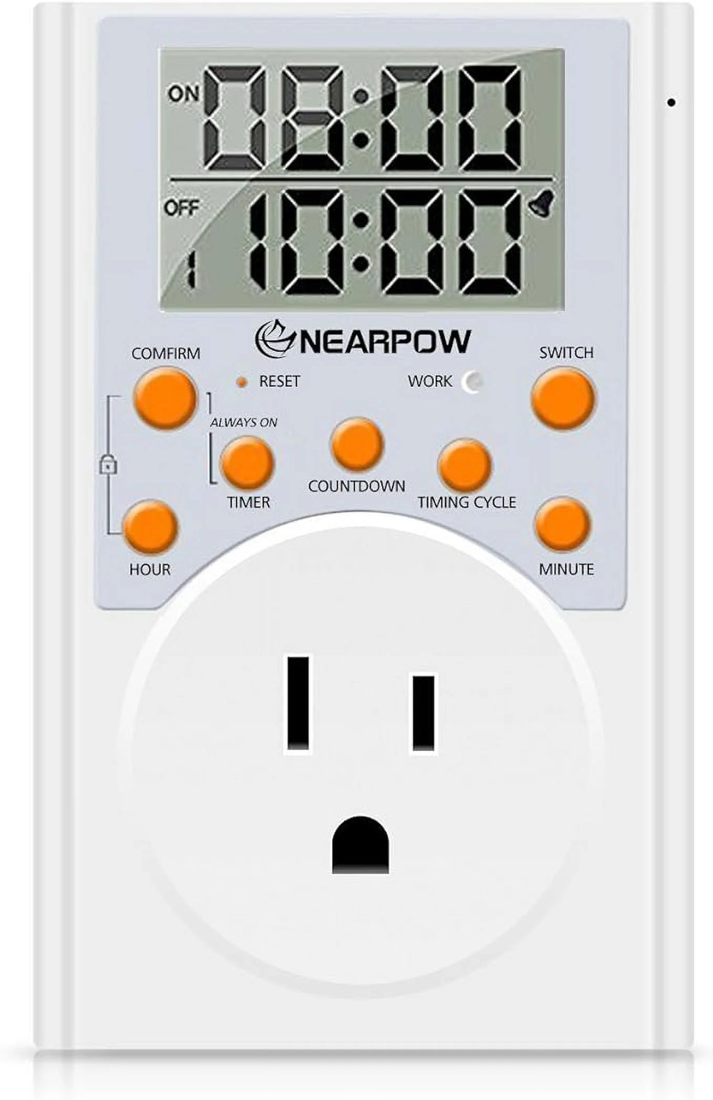 Programmable Digital Timer Switch with 3-Prong Outlet, 15A/1800W V7646