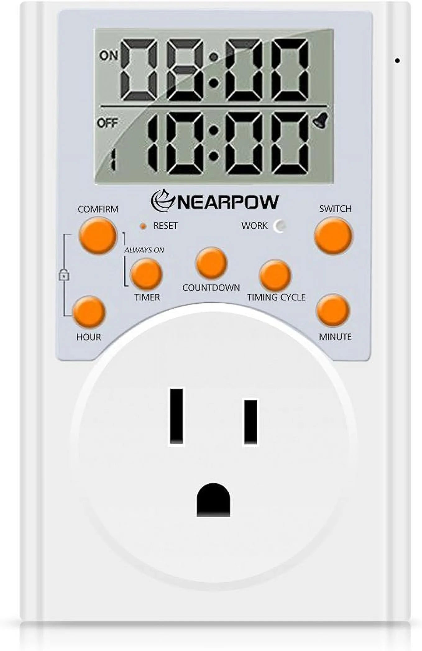 Programmable Digital Timer Switch with 3-Prong Outlet, 15A/1800W V7646