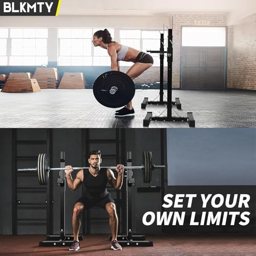 Black Adjustable Squat Rack Stand Set of 2 W9601