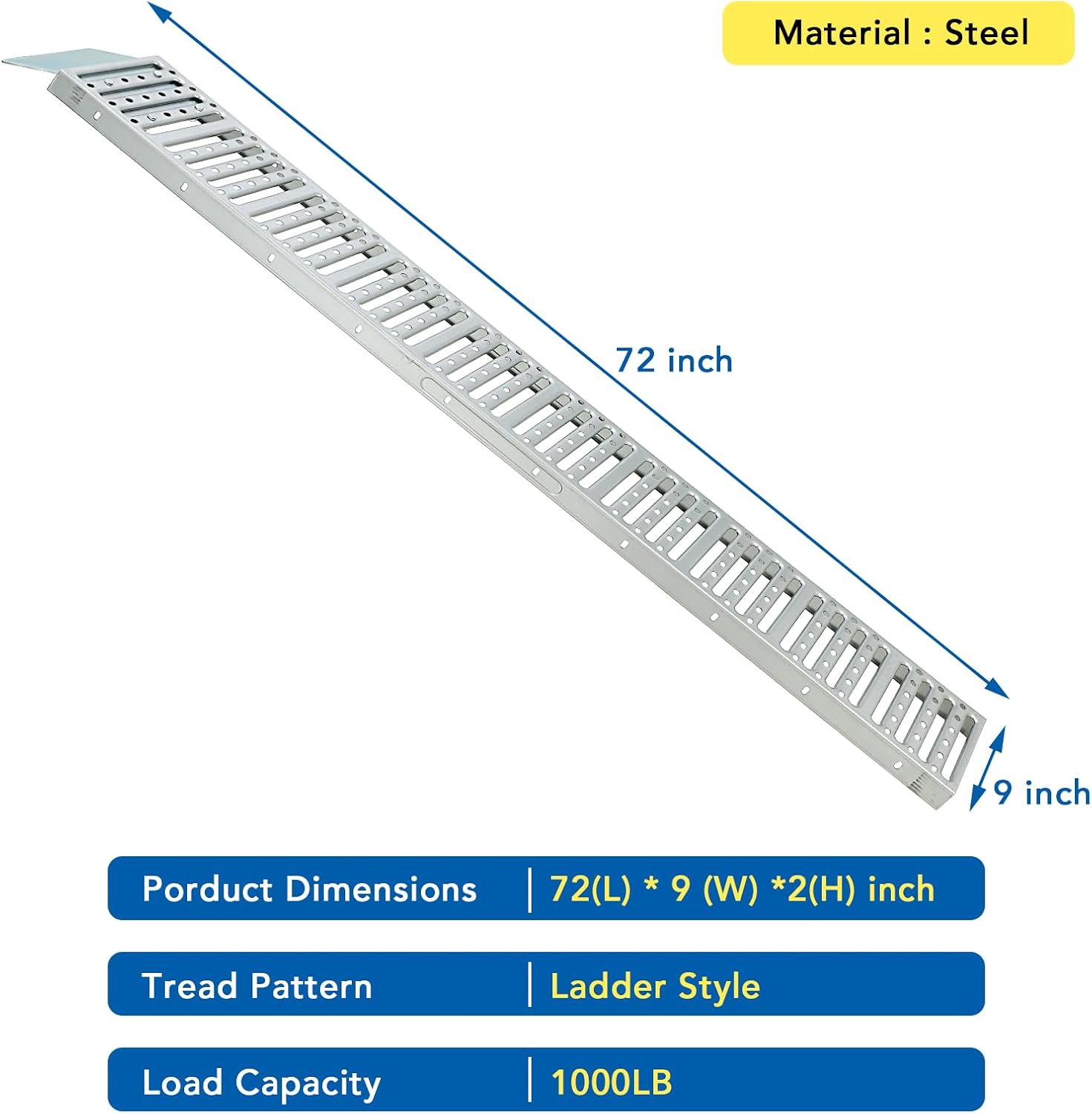 Silver Anti-Slip ATV Ramp Set of Two, 1500 lbs Capacity C92675
