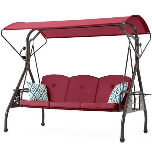 Green Patio Swing with Canopy 3 Seat with Stand O1021
