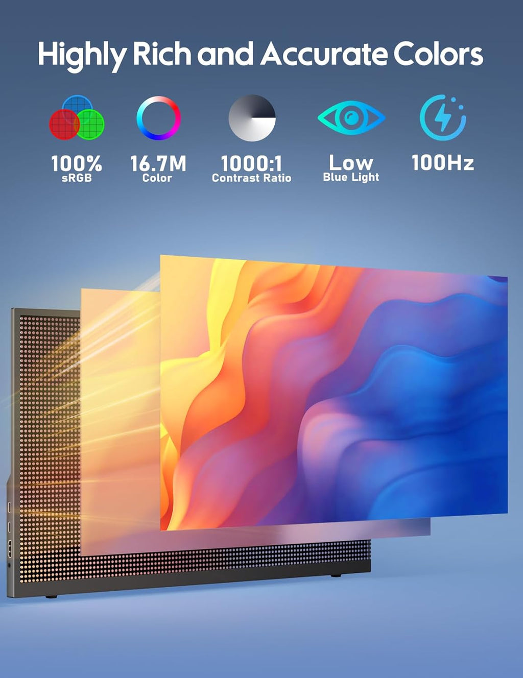 18.5 inch 100Hz Portable Monitor 1080P FHD IPS HDR Gaming Display T7226