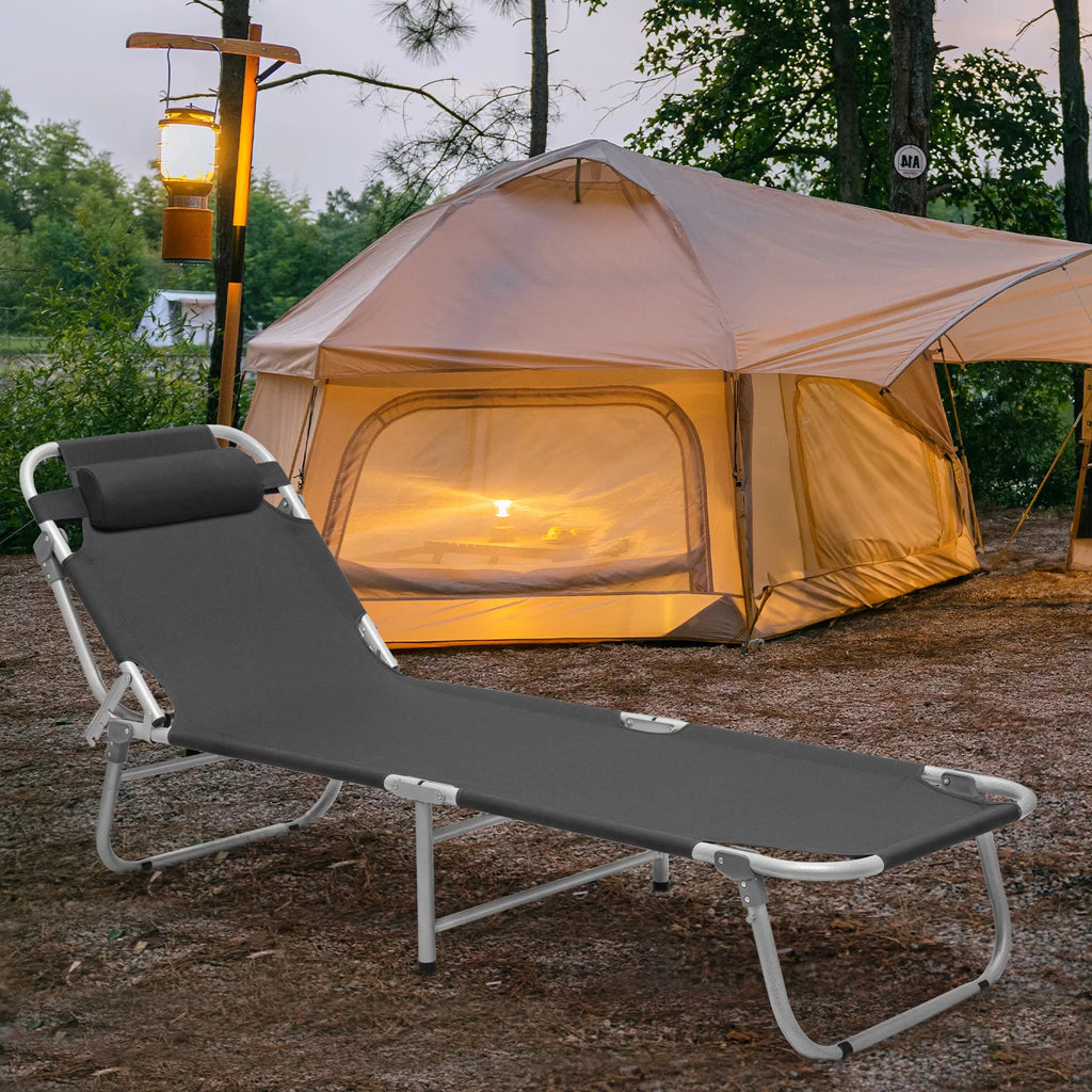 Black Portable Folding Camping Cot with Carry Bag O2111
