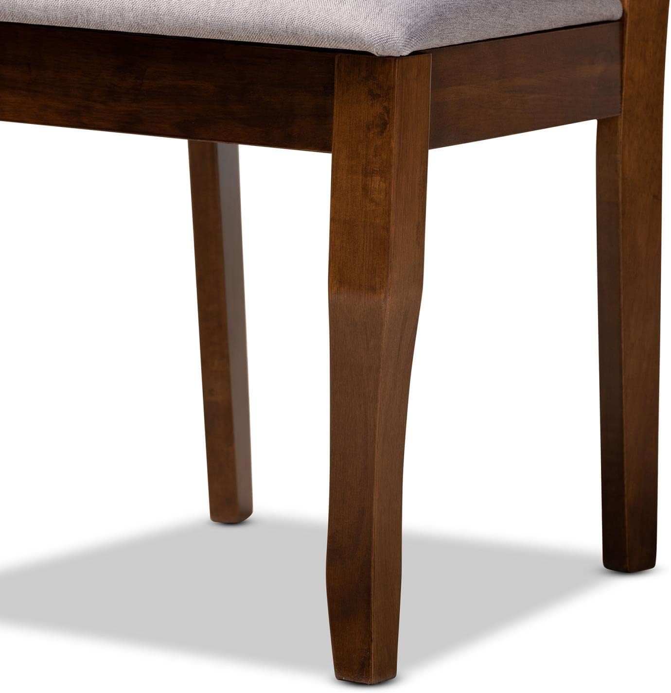 Grey Fabric Upholstered Walnut Brown Wood 4-Piece Dining Chair Set D948