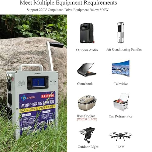 500W Hand Crank Generator with Outlets DC/USB Supply J3045