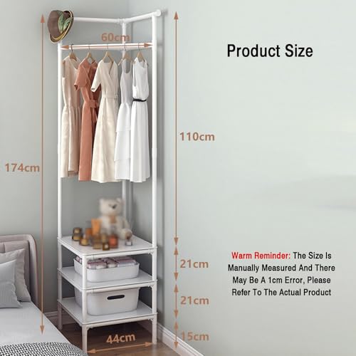 Gray 3-tiers Corner Coat Rack with Storage N958