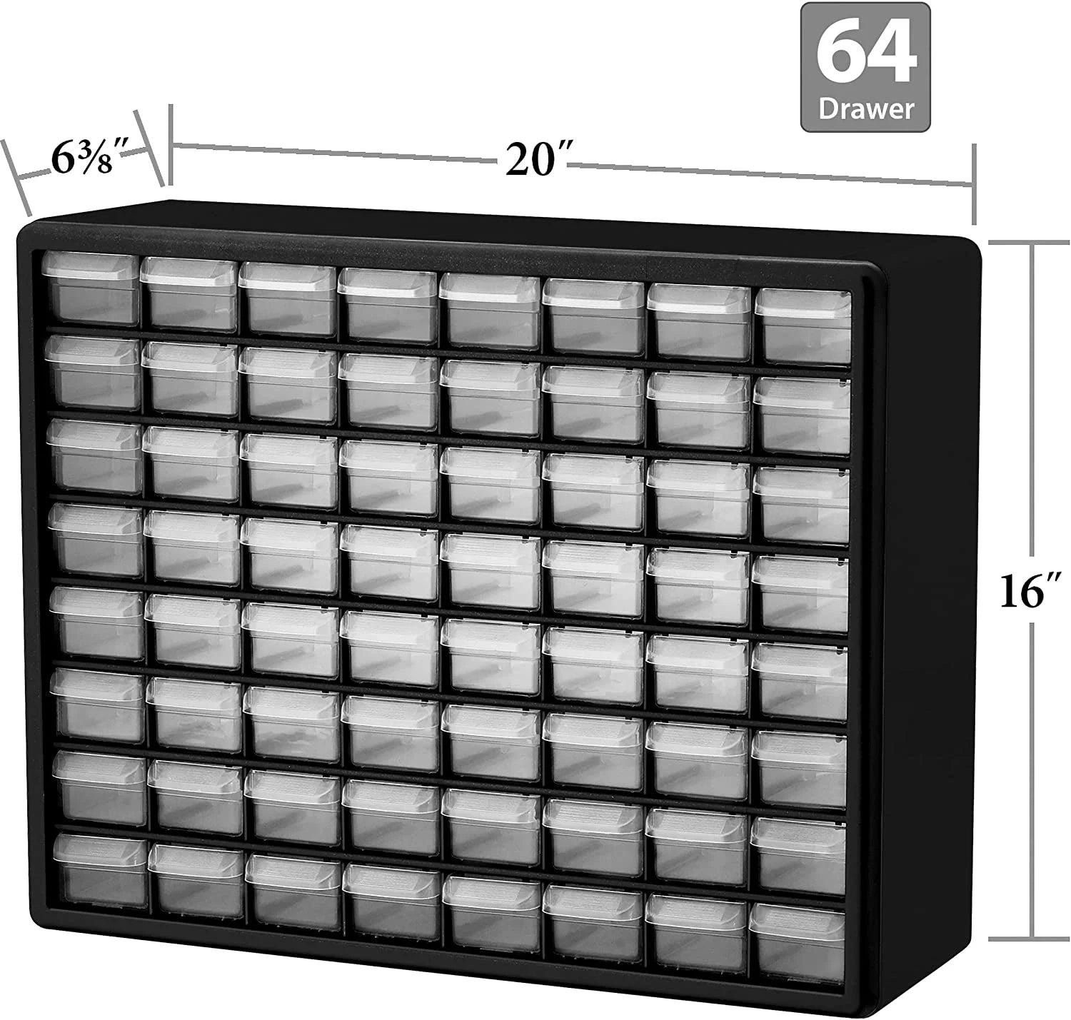 64 Drawer Black Plastic Cabinet Storage Organizer T8200