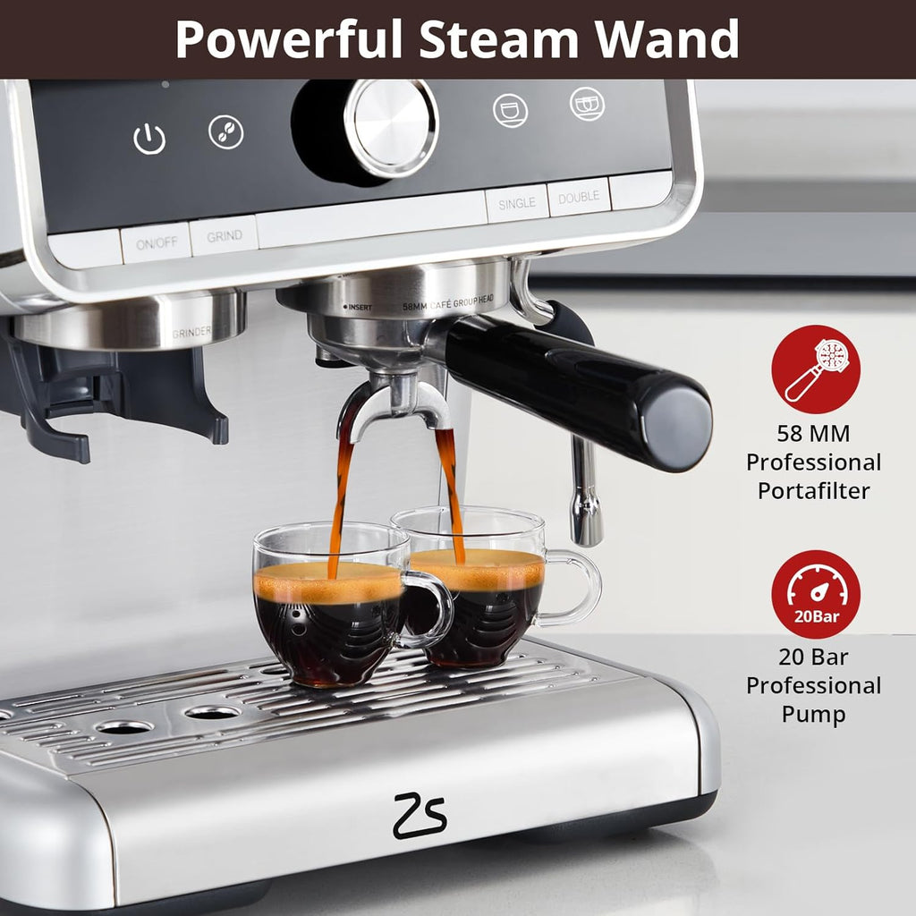 Stainless Steel Espresso Maker 20 Bar Pressure 2.8L Water Tank K9013