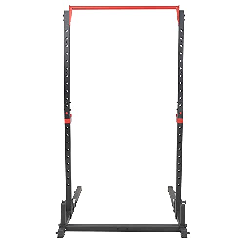 High Weight Capacity Power Cage and Squat Rack with J-Hooks, Adjustable Pull Up Bar K42031