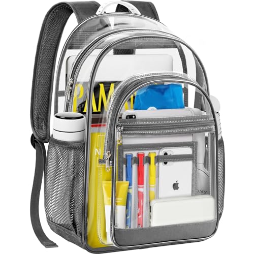Gray Clear Backpack with Reinforced Bottom A3609