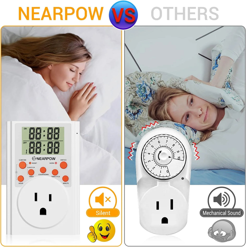 Programmable Digital Timer Switch with 3-Prong Outlet, 15A/1800W V7646