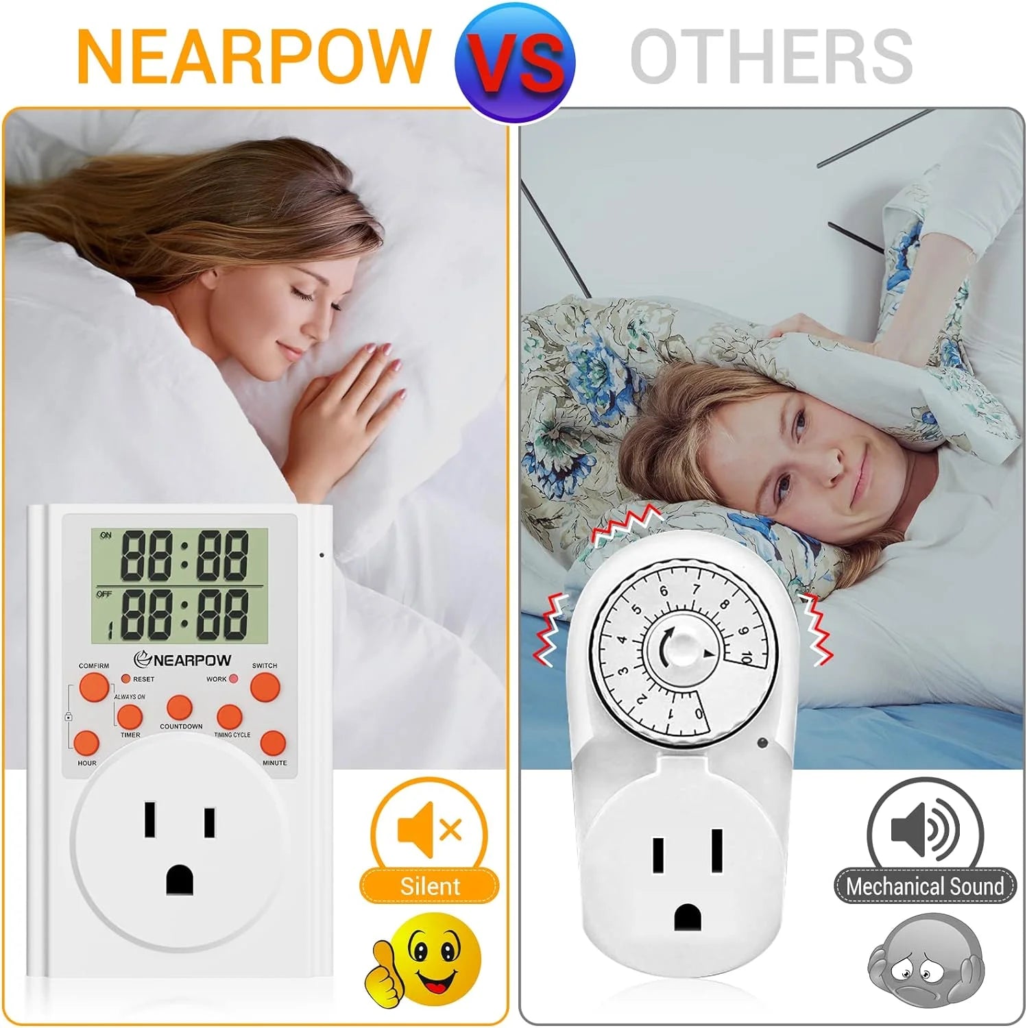 Programmable Digital Timer Switch with 3-Prong Outlet, 15A/1800W V7646