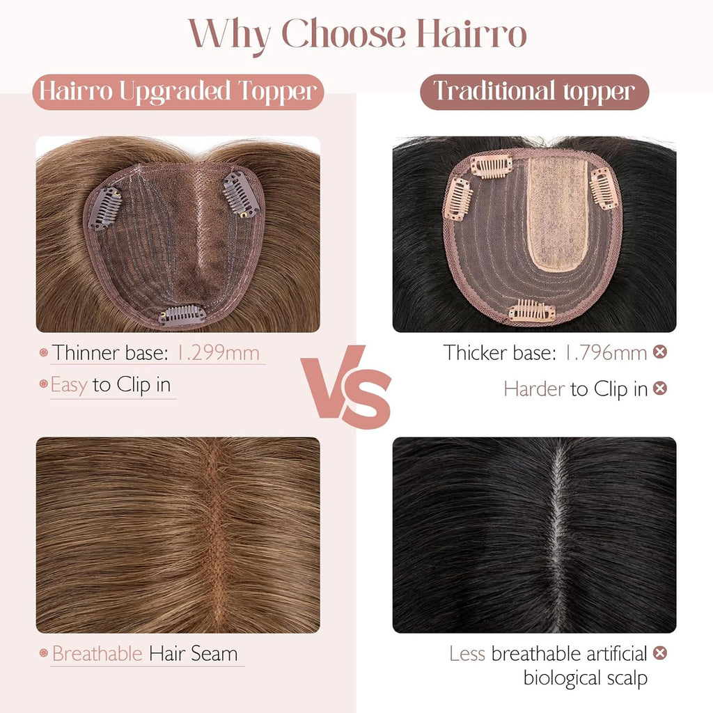 100% Human Hair Topper Silk Base C33215