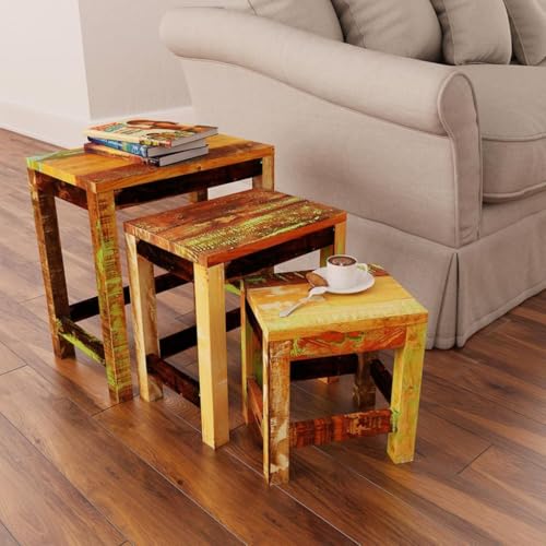 Nesting Table Set of 3 Wood R9658