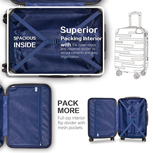 3 Piece Expandable Suitcase Set with TSA Lock Spinner 20in 24in 28in Purple Z86431