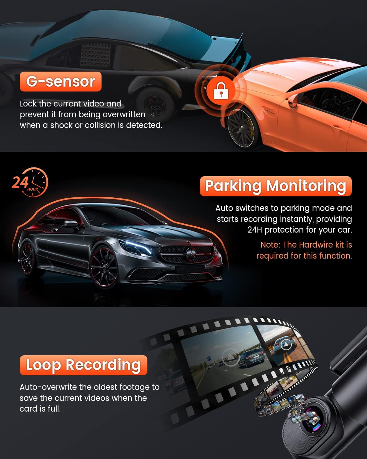2.5K Car Dash Cam with Night Vision D225