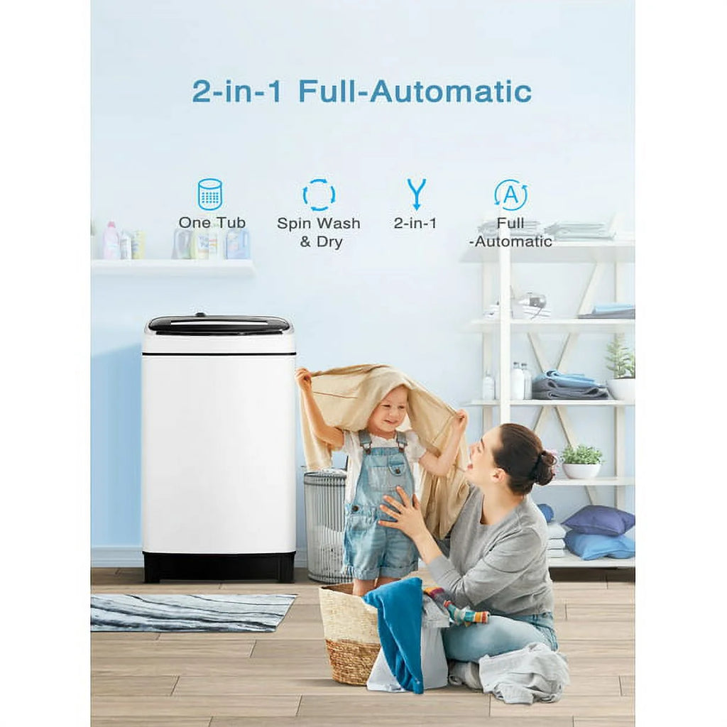 Compact 1.5 Cu.Ft Full Automatic Washer with Drain Pump, White Y68433