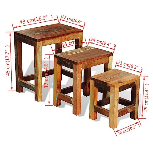 Nesting Table Set of 3 Wood R9658