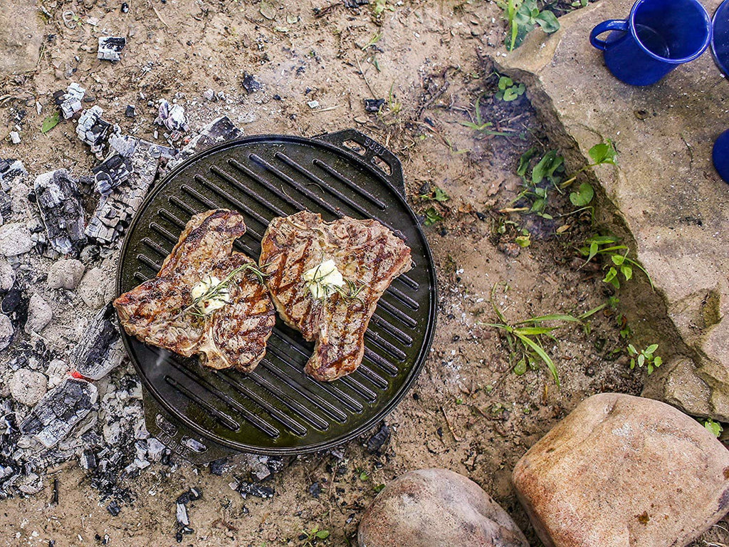 Five-Piece Cast Iron Set with Reversible Grill/Griddle 14 Inch and 6.8 Quart Bottom/Wok J6270