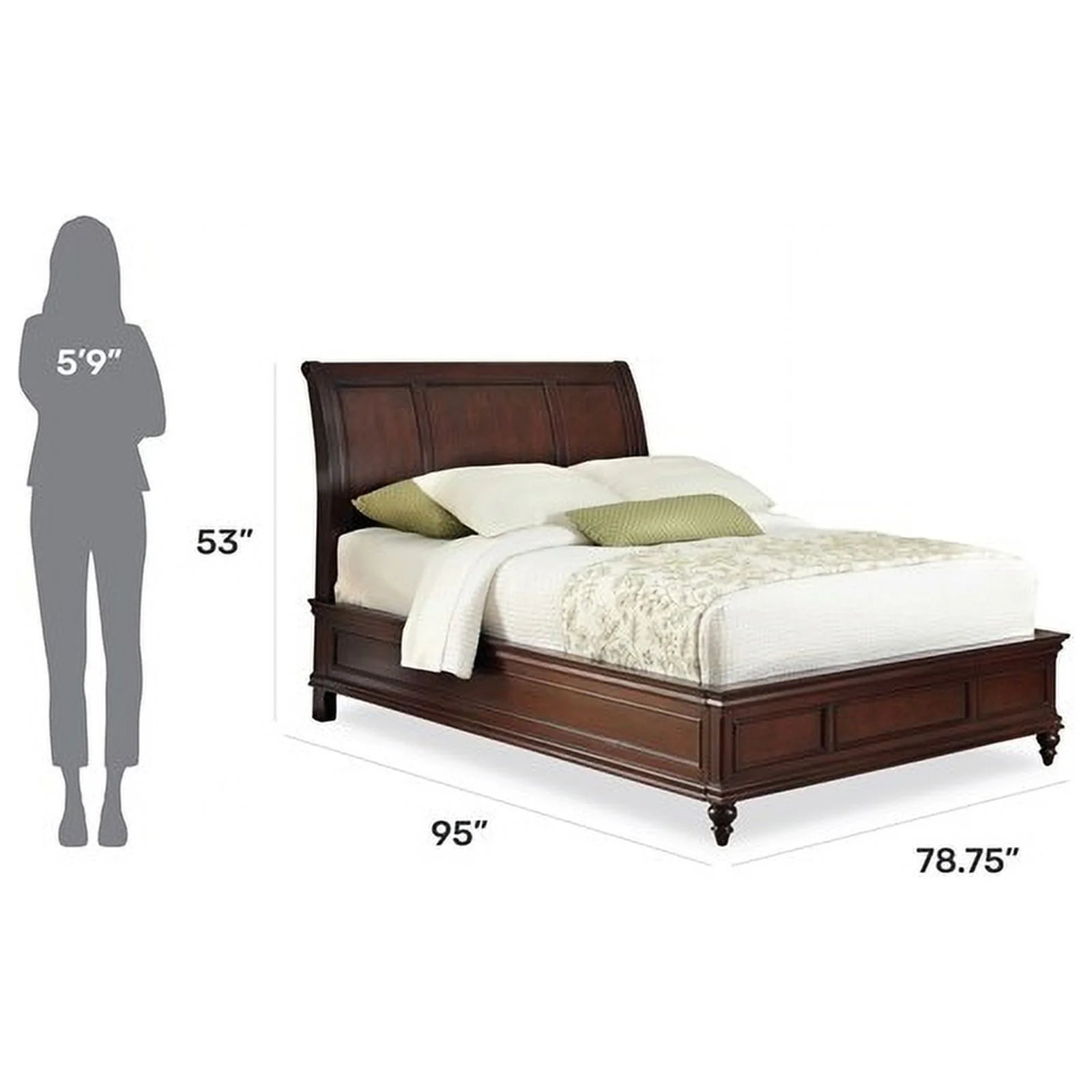 King Size Mahogany Wood Sleigh Bed Y3625