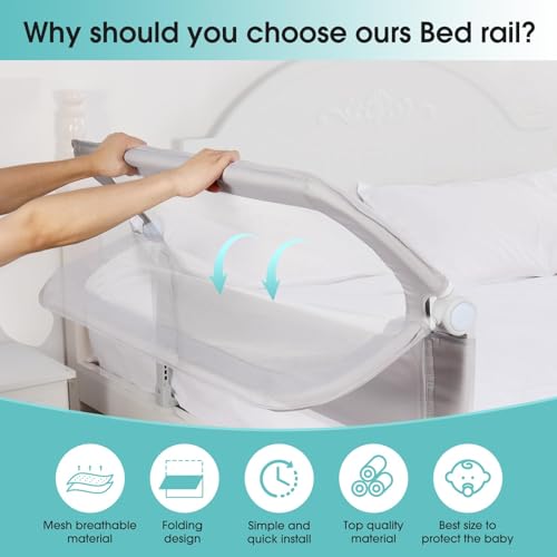 47" Toddler Bed Side Rails for Twin, Full, Queen Bunk Size Bed Swing Down Bedrail J226839