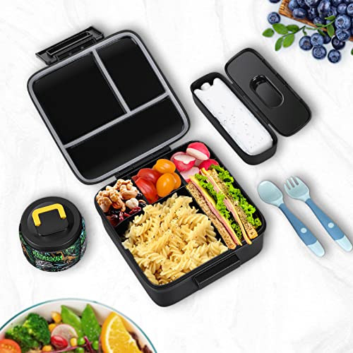Bento Lunch Box with 8oz Soup Thermo, 5 Compartment, Thermo Food Jar and Lunch Bag W42694