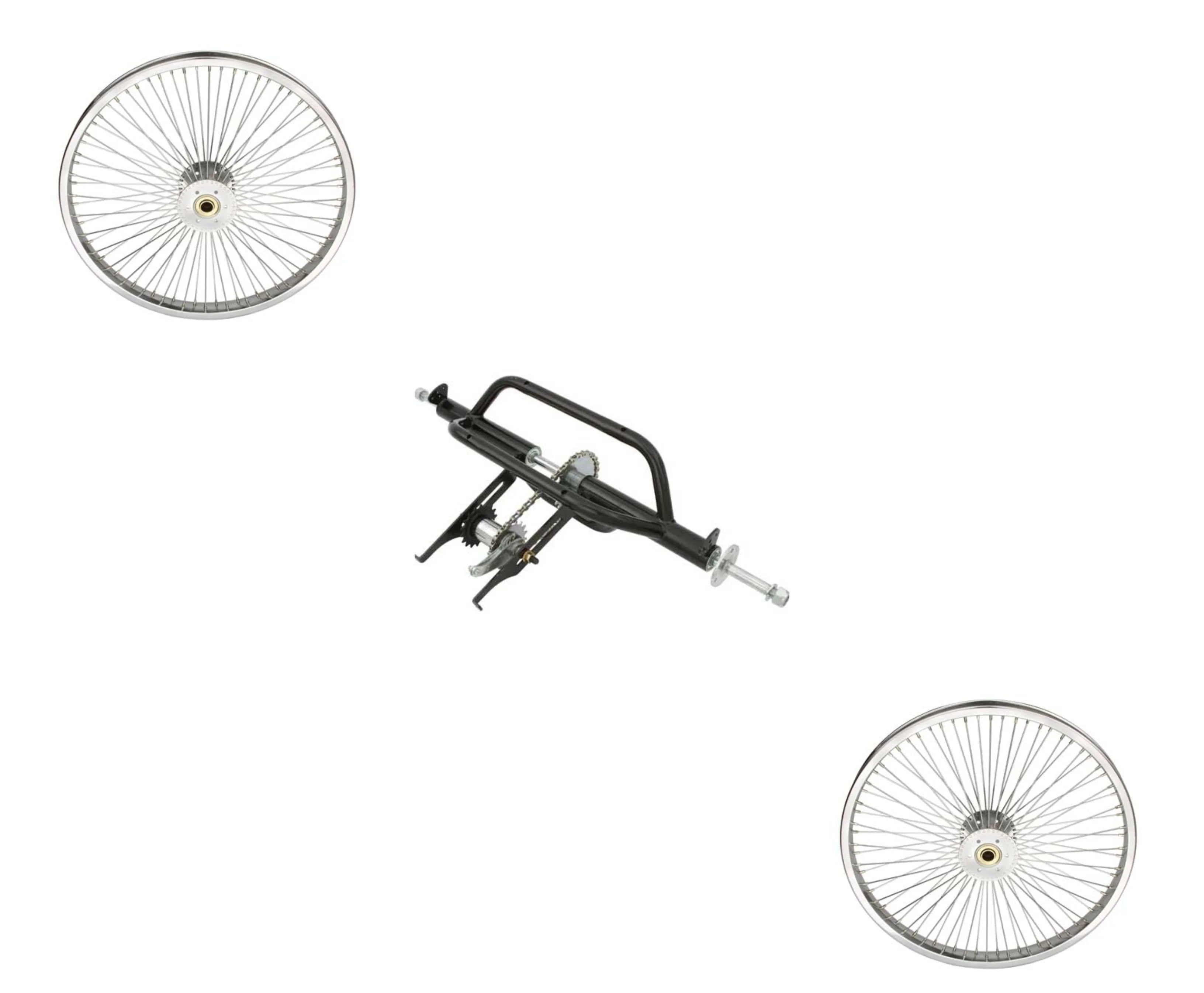Black 20 inch Trike Conversion Kit with Two Steel Wheel 72 Spoke H13835