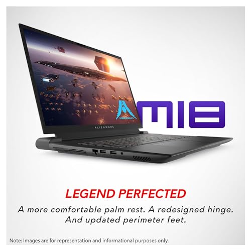 M18 Gaming Laptop, AMD Ryzen 9 7845HX, 32 GB DDR5 RAM, 2 TB SSD, NVIDIA GeForce RTX 4070, 18 FHD+ Display, Backlit Keyboard, Windows 11 Pro, Dark Metallic Moon U94374