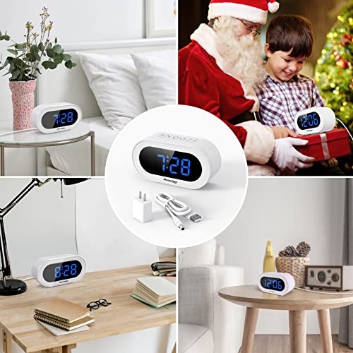Small LED Digital Alarm Clock with Snooze (White) Q792