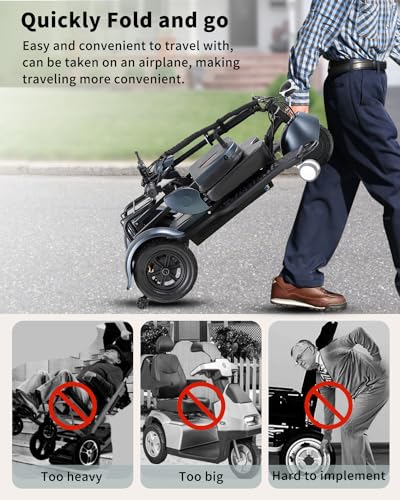 Black 3 Wheel Lightweight Folding Mobility Scooter U909