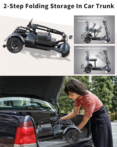 Black 3 Wheel Lightweight Folding Mobility Scooter U909