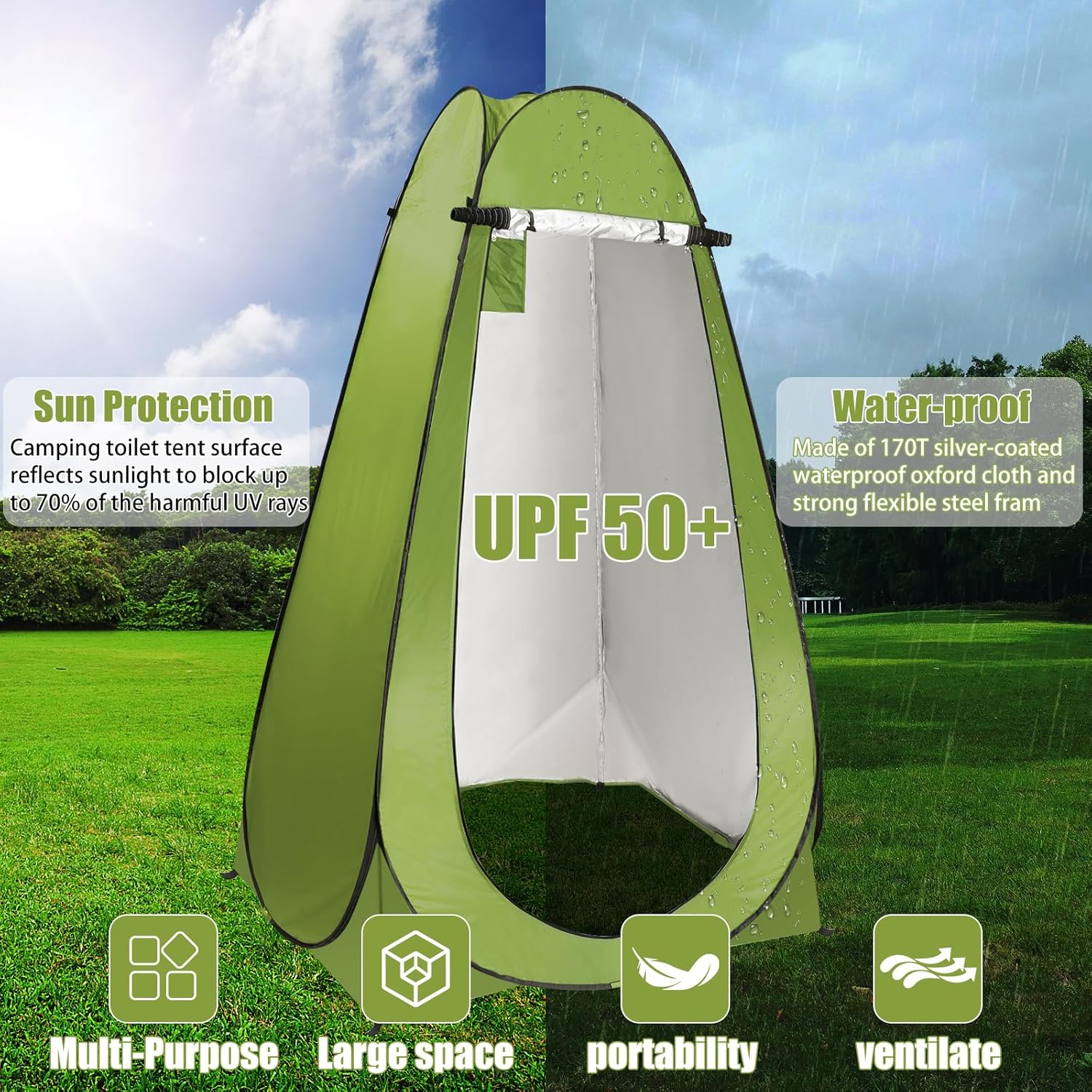 Portable Camping Toilet with Pop up Privacy Tent W869