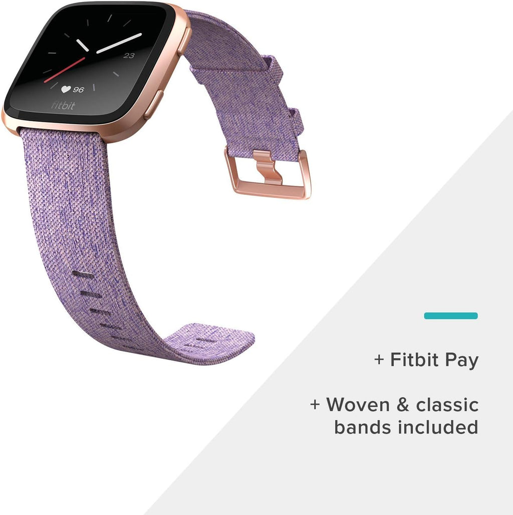Lavender Rose Gold Smartwatch with Woven Band G40798