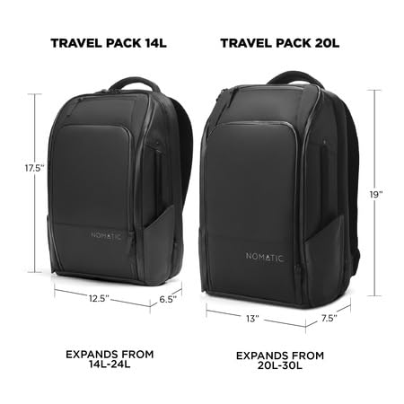 20L Water Resistant Expandable Black Backpack A424