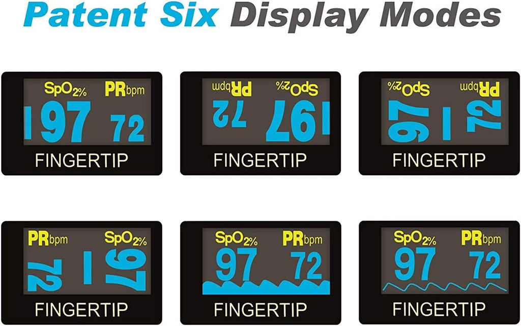 Fingertip Pulse Oximeter Blood Oxygen Saturation Monitor with Batteries and Lanyard F7015