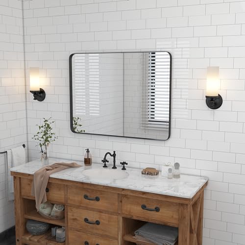 Gold 24 x 36 Inch Metal Framed Rounded Rectangle Vanity Mirror I295