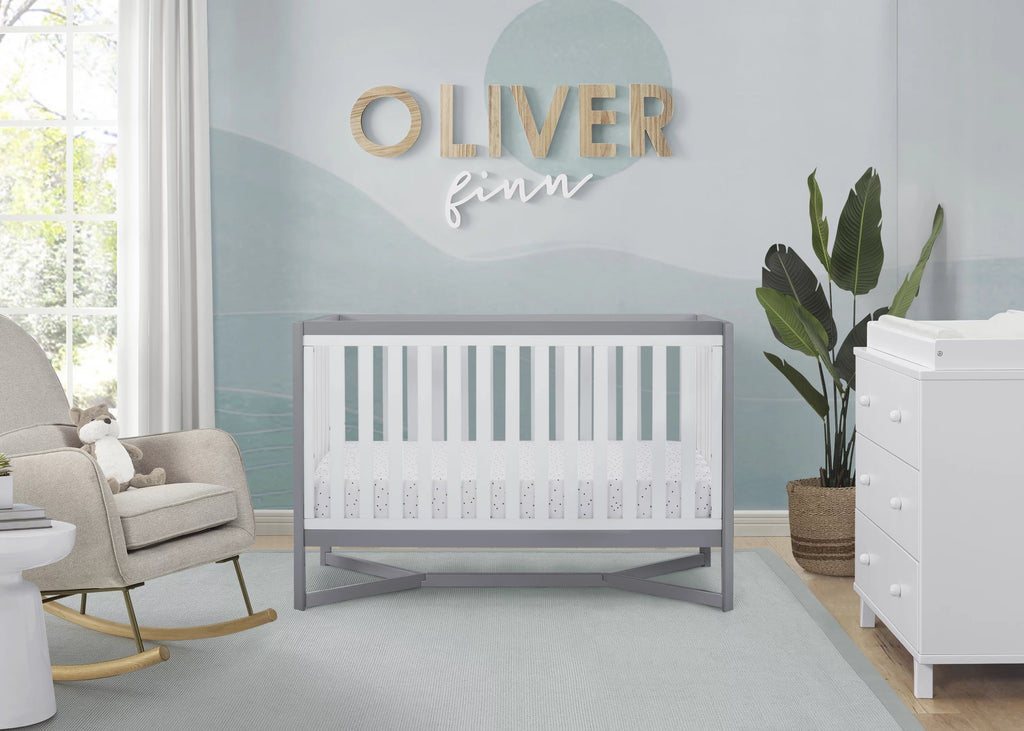 White/Gray 4-in-1 Convertible Crib G9851