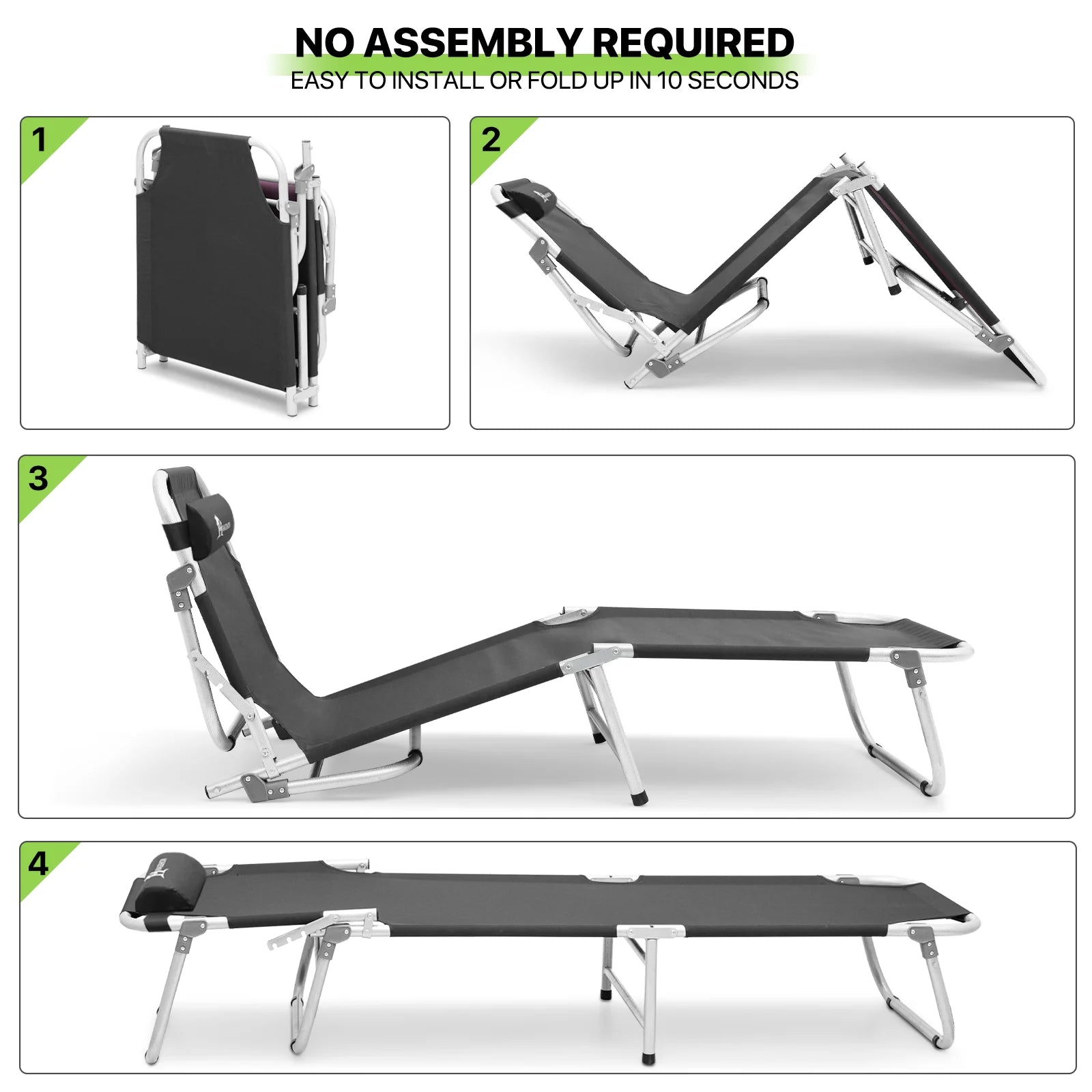 Black Portable Folding Camping Cot with Carry Bag O2111