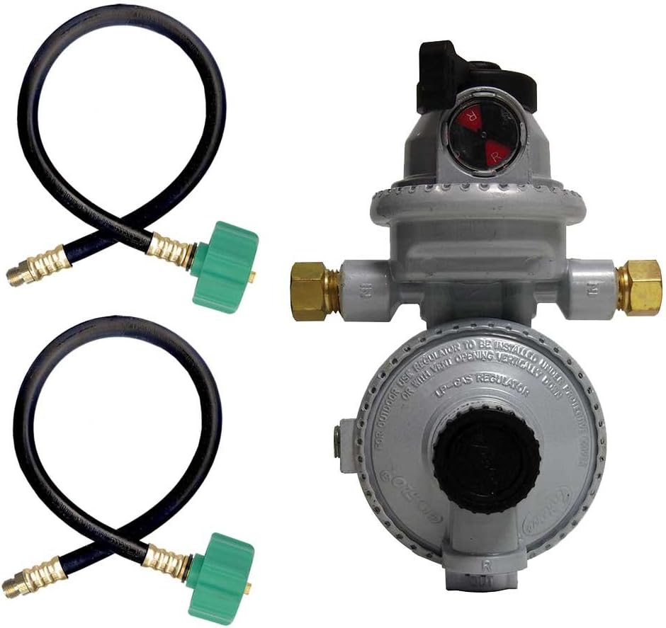 RV Camper LP Propane 2 Stage Automatic Regulator with 2 x 15 QCC Acme Pigtails V619105