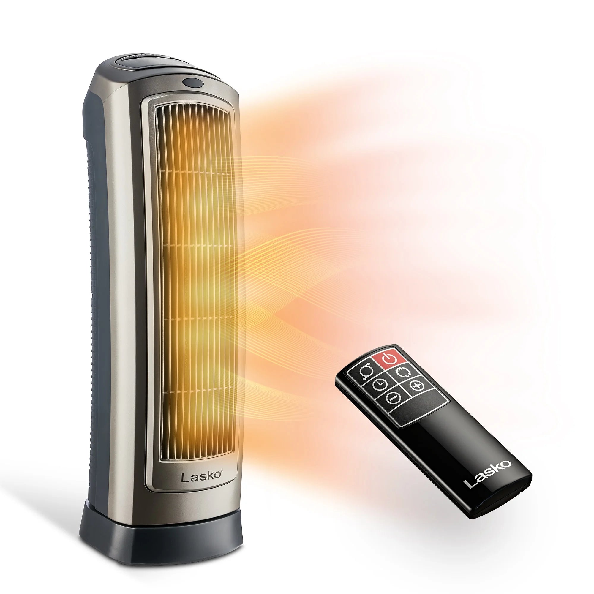 23" 1500W Oscillating Ceramic Space Heater with Timer, Remote, Silver C585097