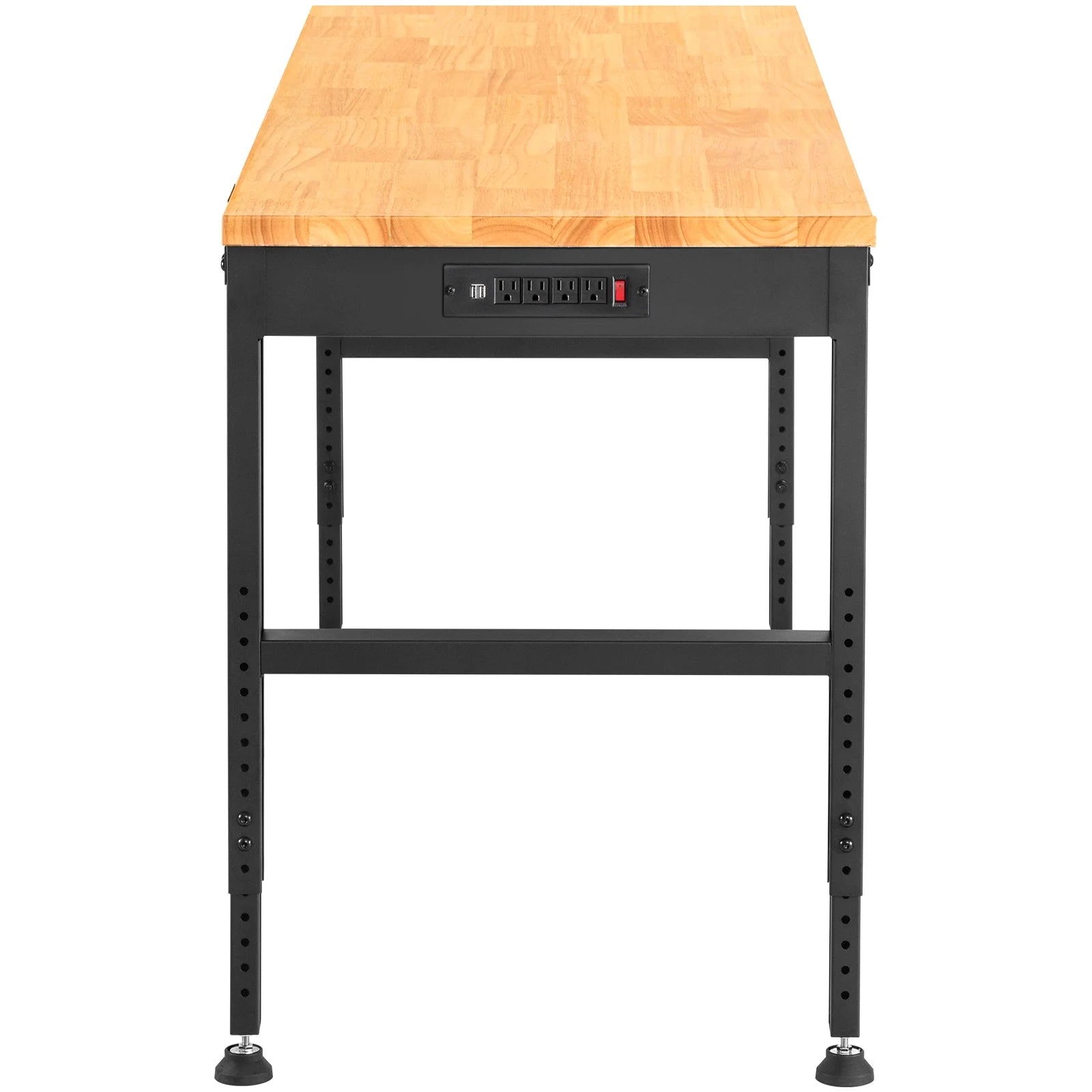 Adjustable Height Workbench with Power Outlets and Hardwood Top J13816