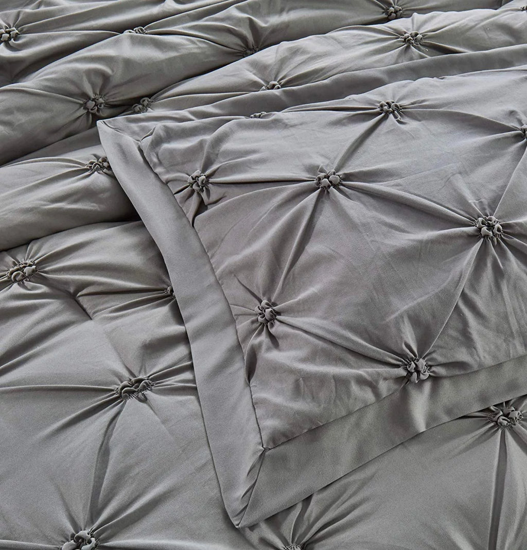 8 Piece Queen Grey Reversible Comforter Set B3957